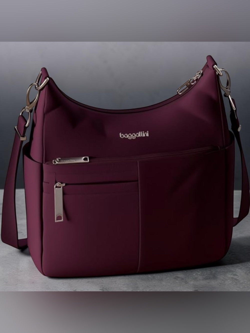 Baggallini Anti-Theft Travel Crossbody Purse – Mulberry RFID Lightweight Bag